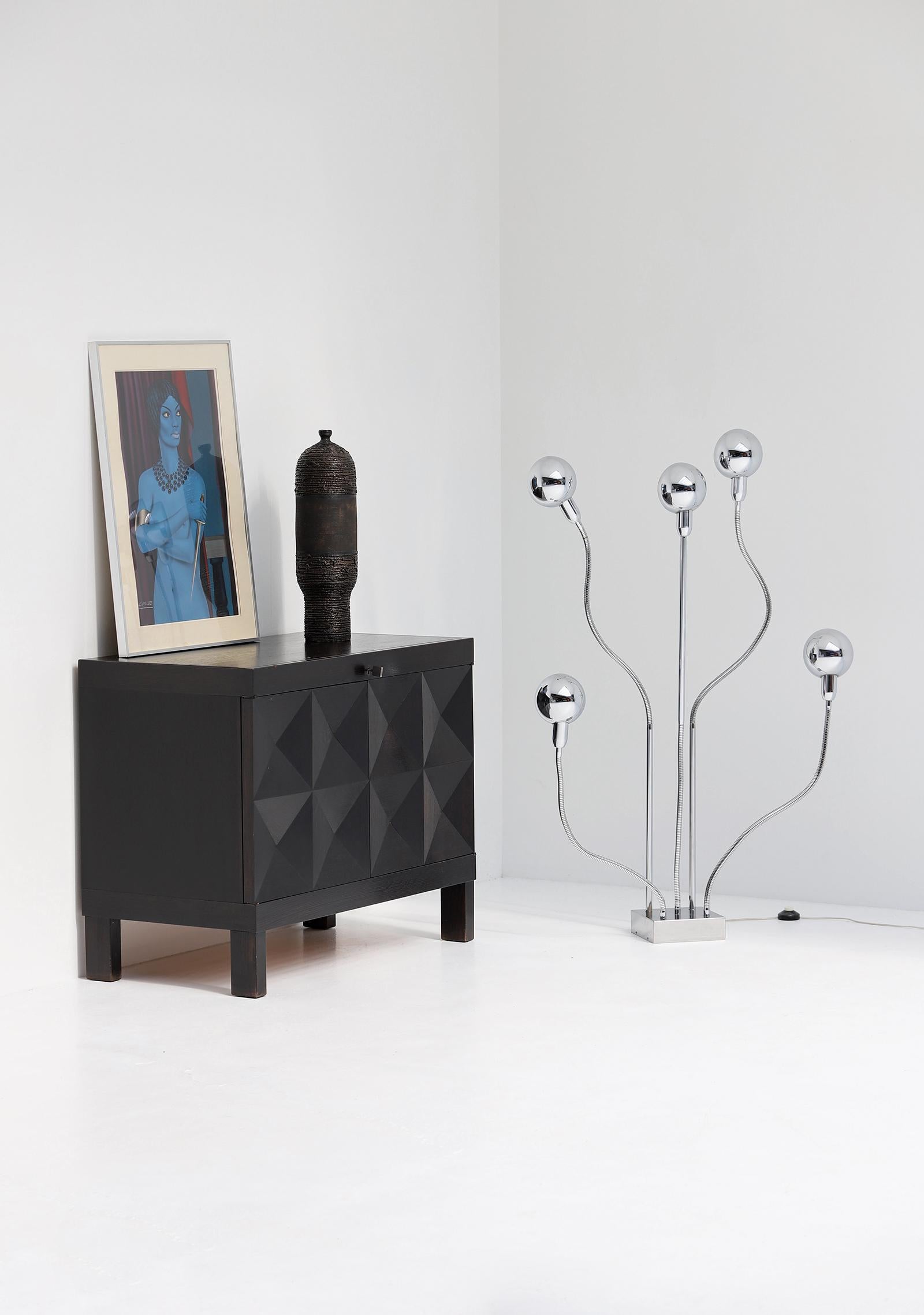 Metal Hydra chrome floor / table lamp by Pierre Folie for Jaques Charpentier 1969 For Sale
