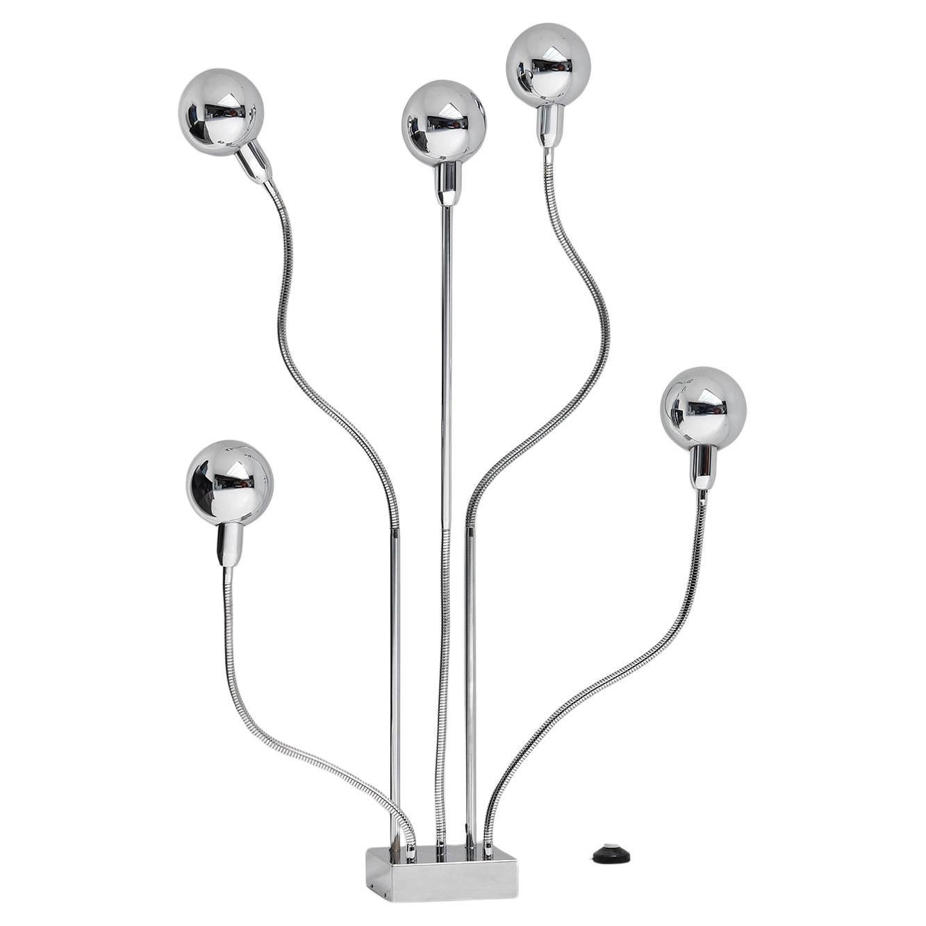  Hydra chrome floor / table lamp by Pierre Folie for Jaques Charpentier 1969 For Sale