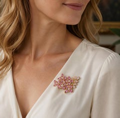 Hydrangea Blossom 11.35ctw Pink Tourmaline Morganite Diamond Brooch/Pendant