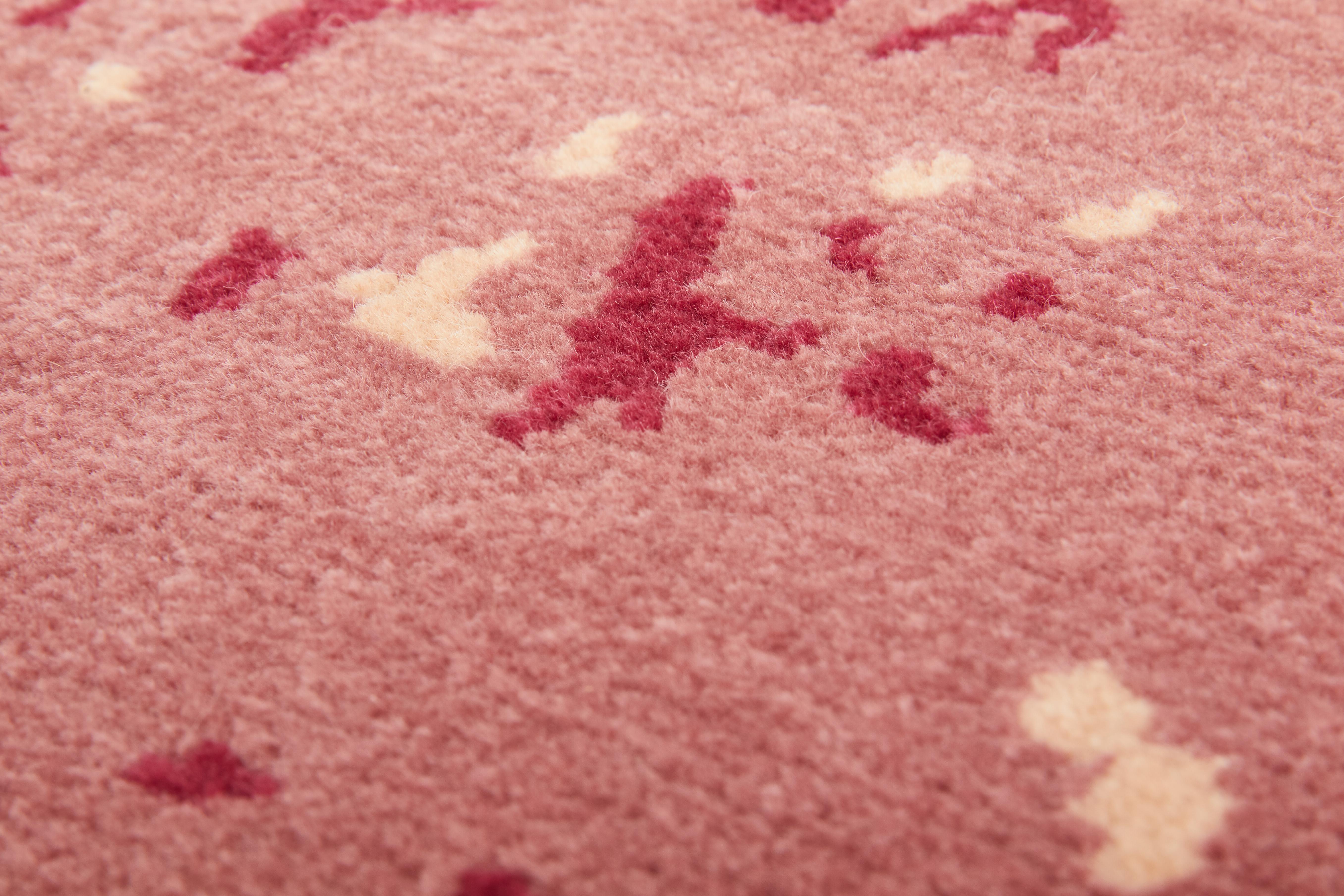 Hydrangea-Teppich, handgeknüpft aus Wolle und Viskose, 60 Knoten, Van Eijk (Indisch) im Angebot