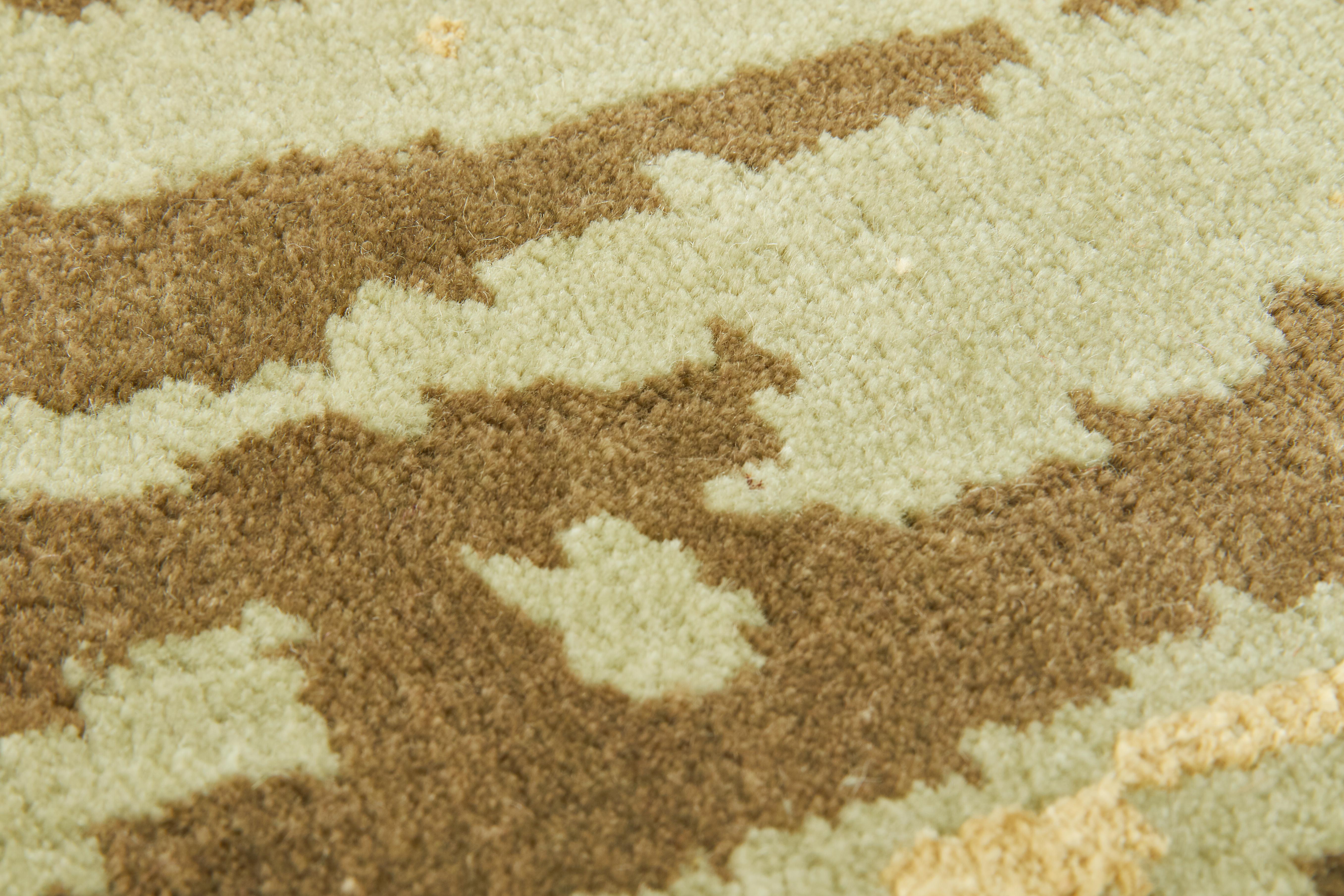 Indian Hydrangea Carpet, Hand Knotted in Wool and Viscose, 60 Knots, Van Eijk For Sale