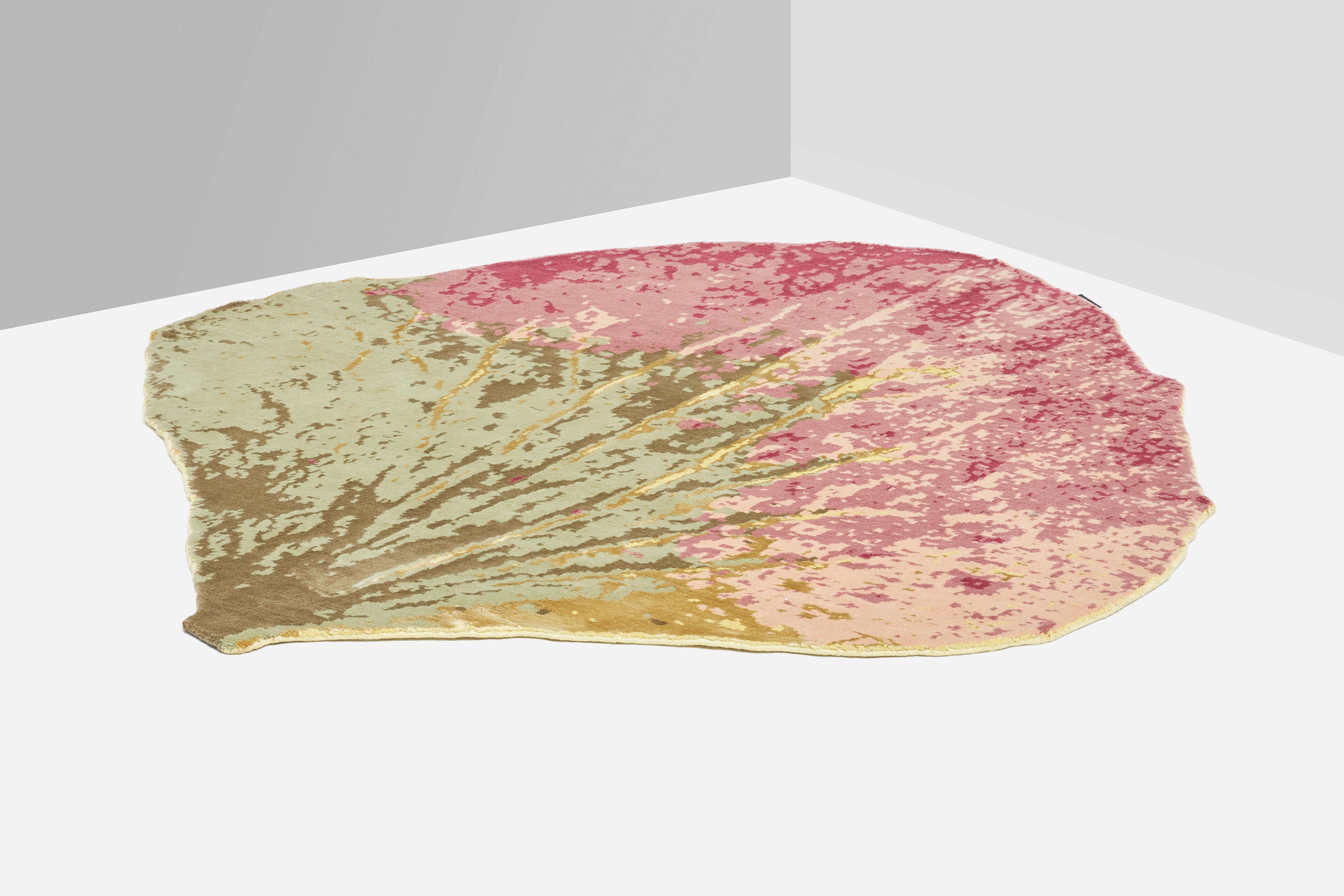 Hydrangea-Teppich, handgeknüpft aus Wolle und Viskose, 60 Knoten, Van Eijk im Zustand „Neu“ im Angebot in Milan, Lombardy