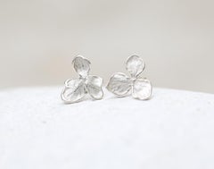 Hydrangea Flower Stud Earrings, Sterling Silver