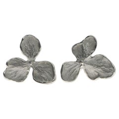 Hydrangea Flower Stud Earrings, Sterling Silver