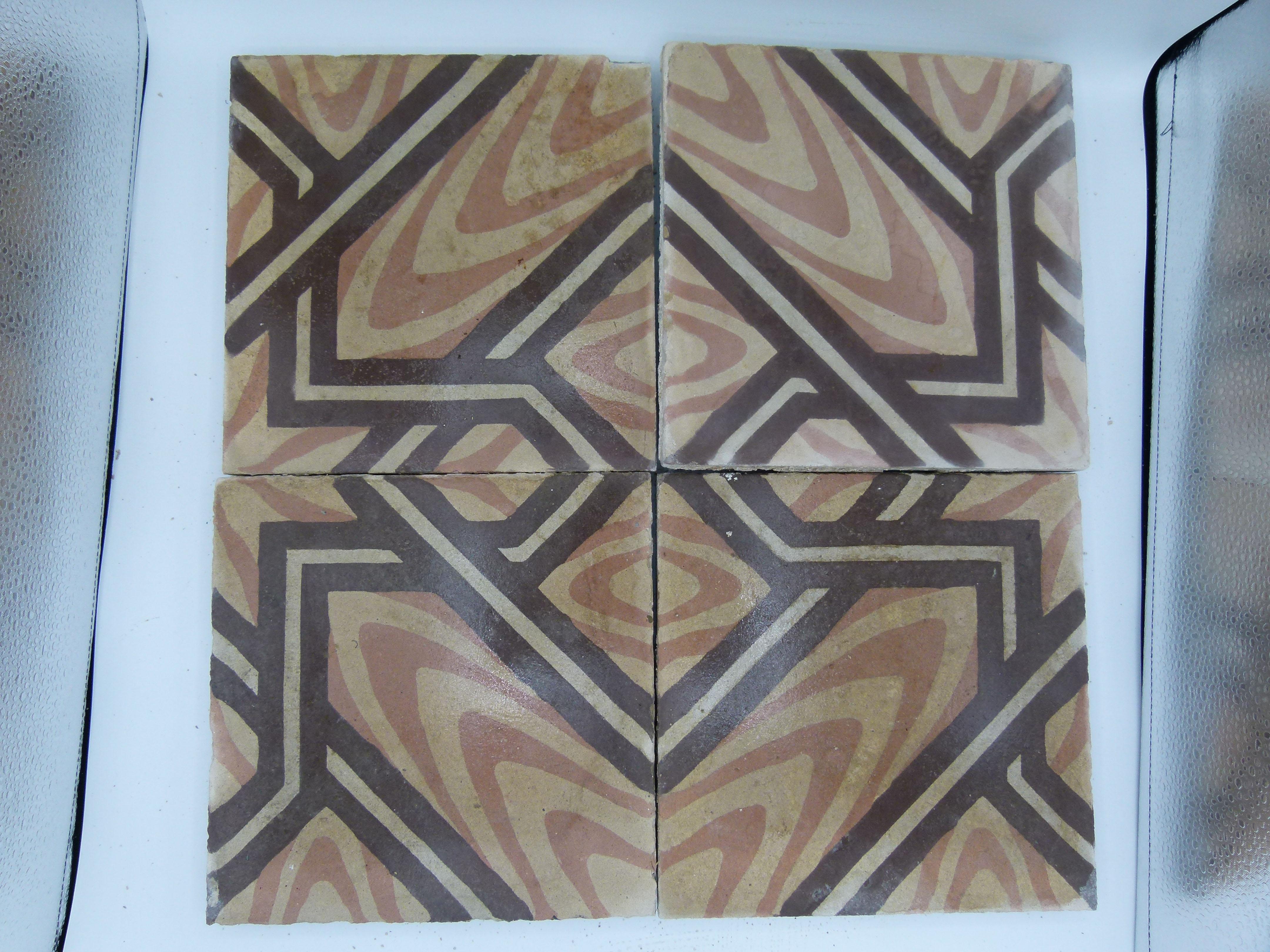 Early 20th Century  Hydraulic Spanish Art Nouveau Tiles. We have different samples on sale. We just show here two types. We can show you more, if you ask us. All have the same size and price 


