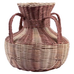Hydria Vase Woven in Wine and Natural by Studio Herron