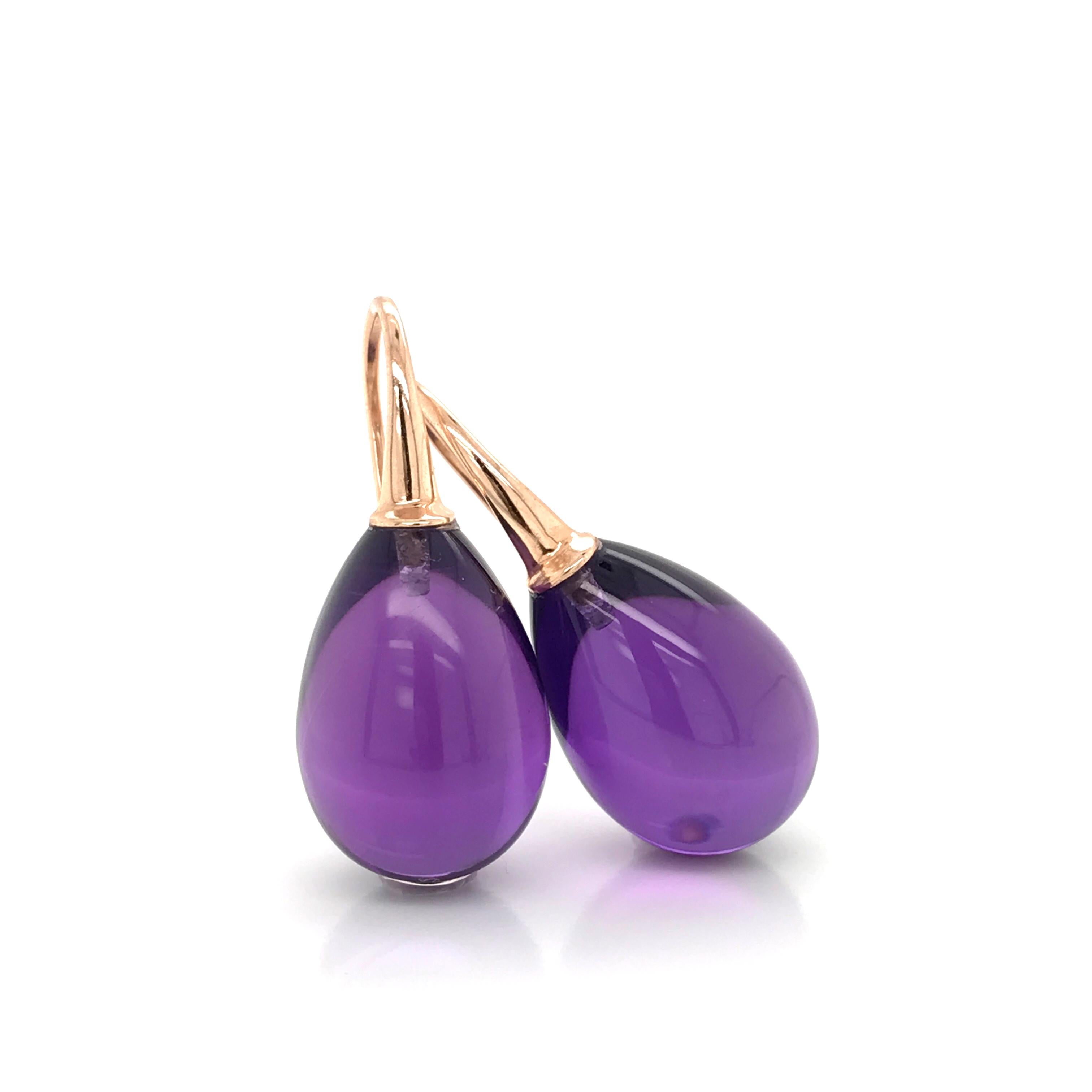 Rose Gold 18k with Hydro Amethyst Drop Earrings 
Weight of Gold 4.00 grams
2 Hydro Amethyst drop shape
To wear day and evening, 
This pair of earring will give you style and elegance. 