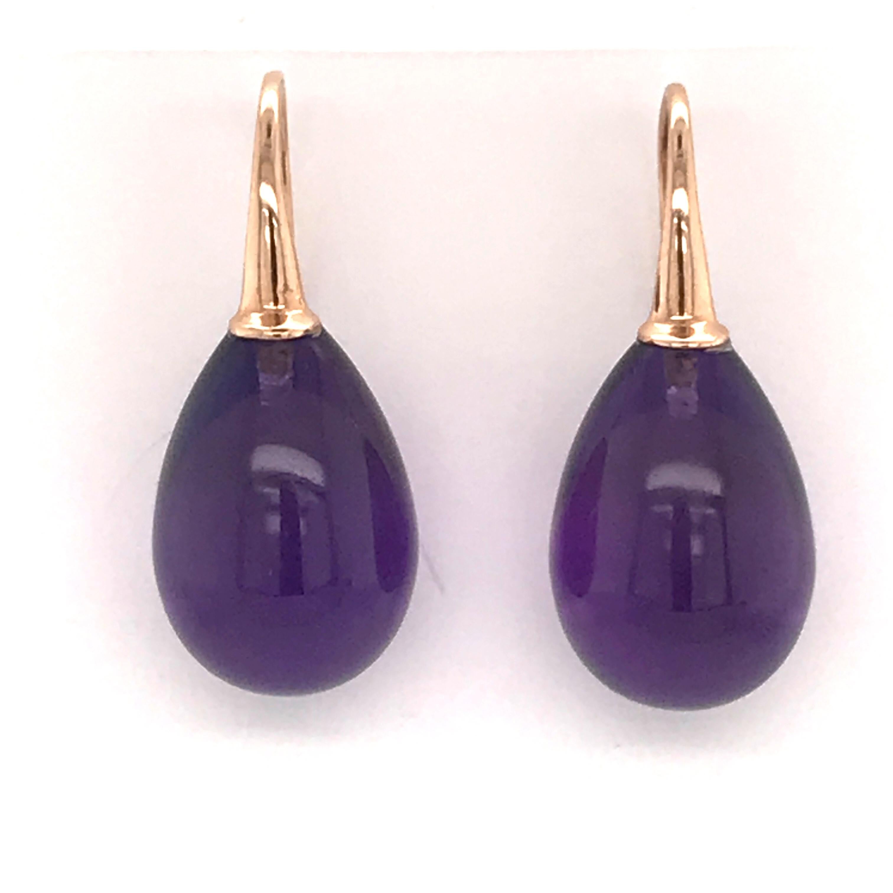 Hydro Amethyst Rose Gold 18 Karat Drop Earrings In New Condition In Vannes, FR