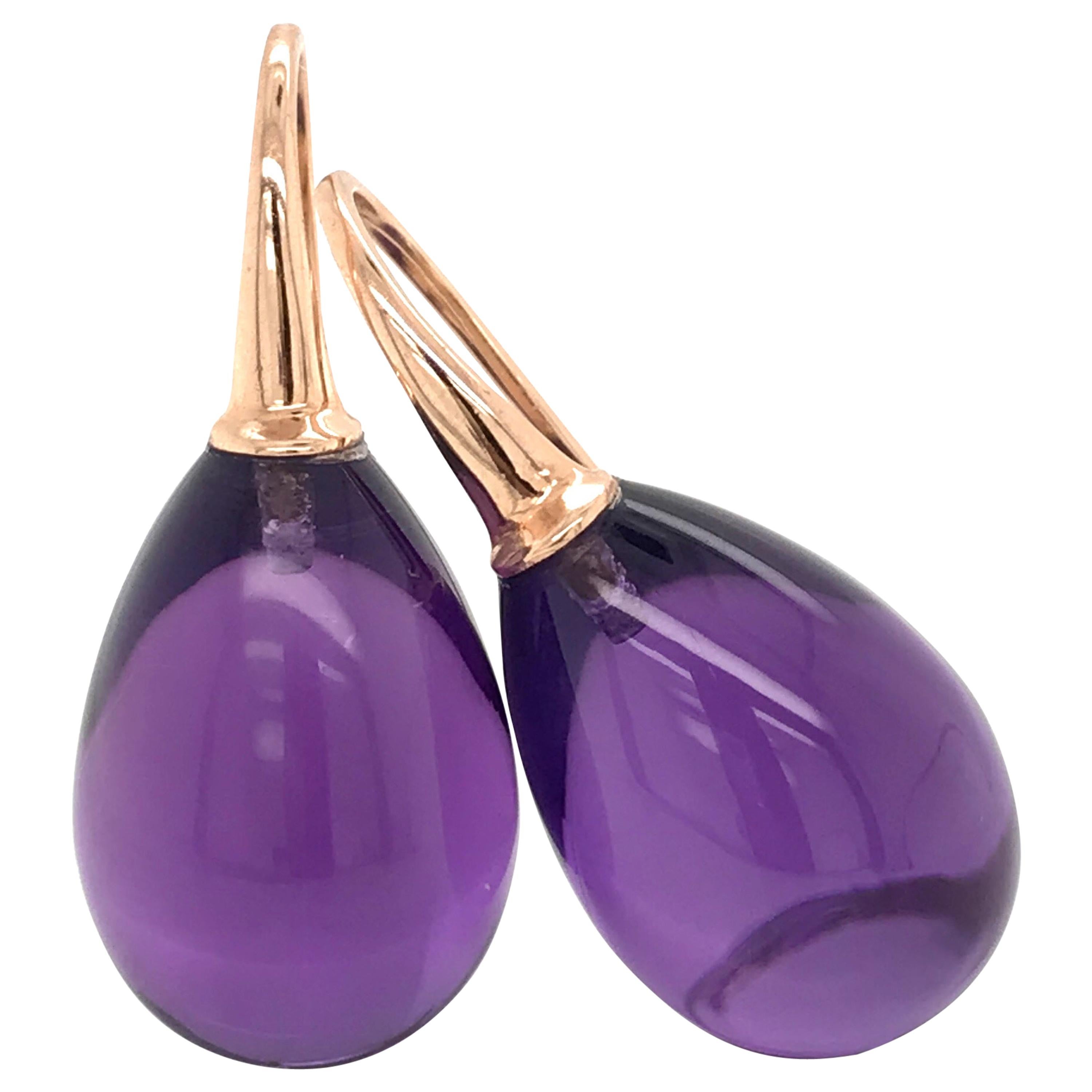 Women's Hydro Amethyst Rose Gold 18 Karat Drop Earrings