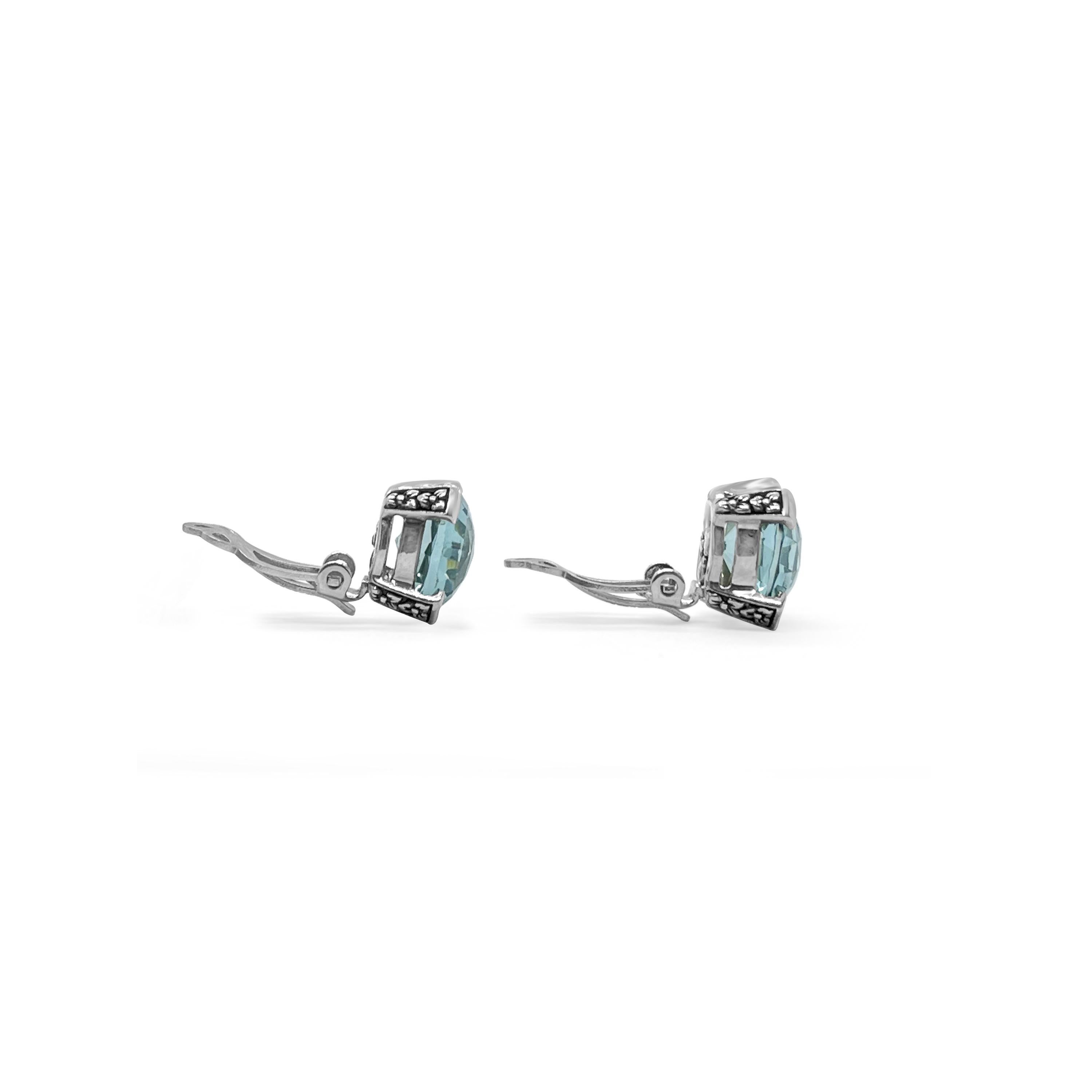 Introducing the Hydro Aquamarine Earrings in Sterling Silver, a true marvel of luxury and elegance. These exquisite earrings are a testament to the skilled craftsmanship and attention to detail of their creators, evoking a sense of timeless beauty