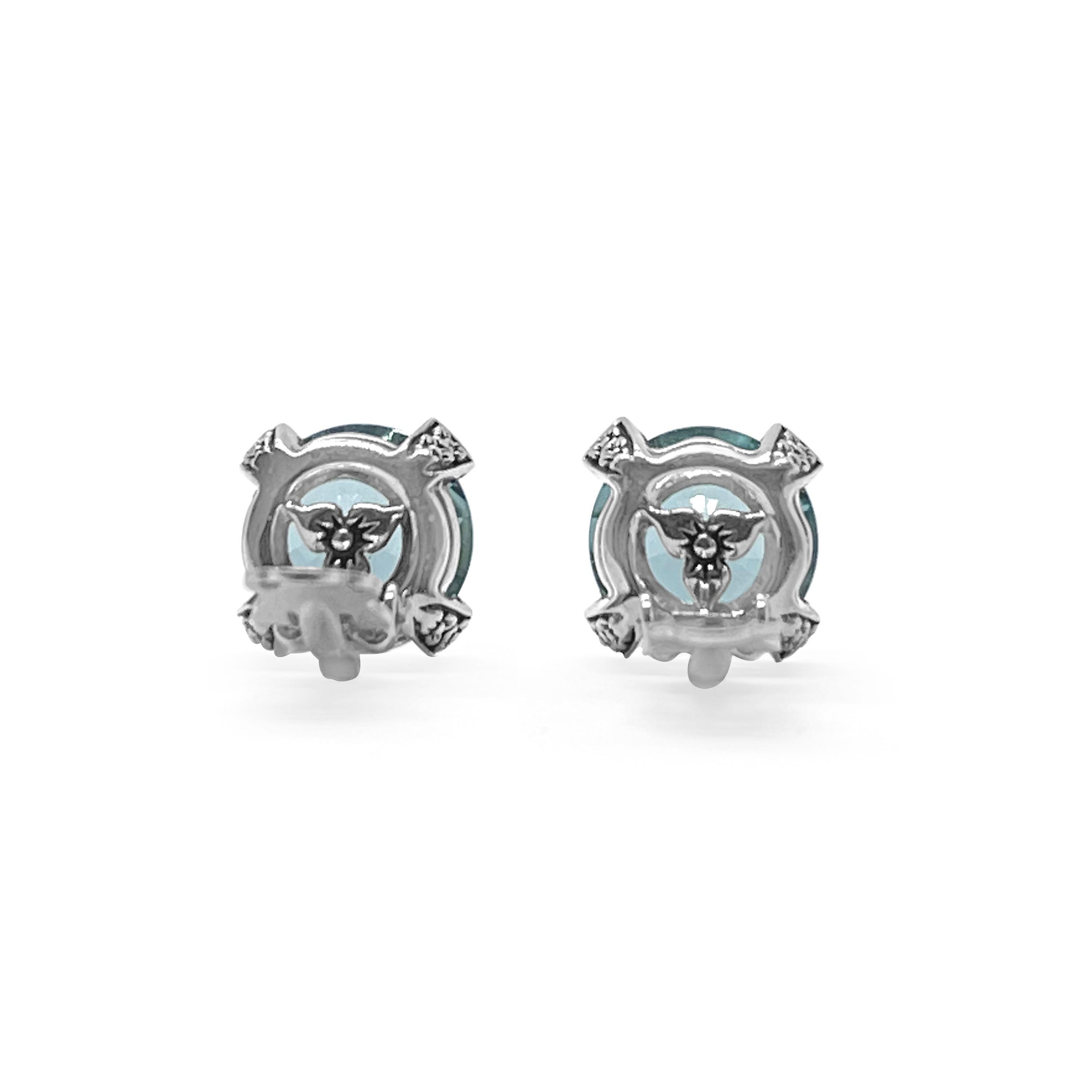 Contemporary Hydro Aquamarine Earrings in Sterling Silver For Sale