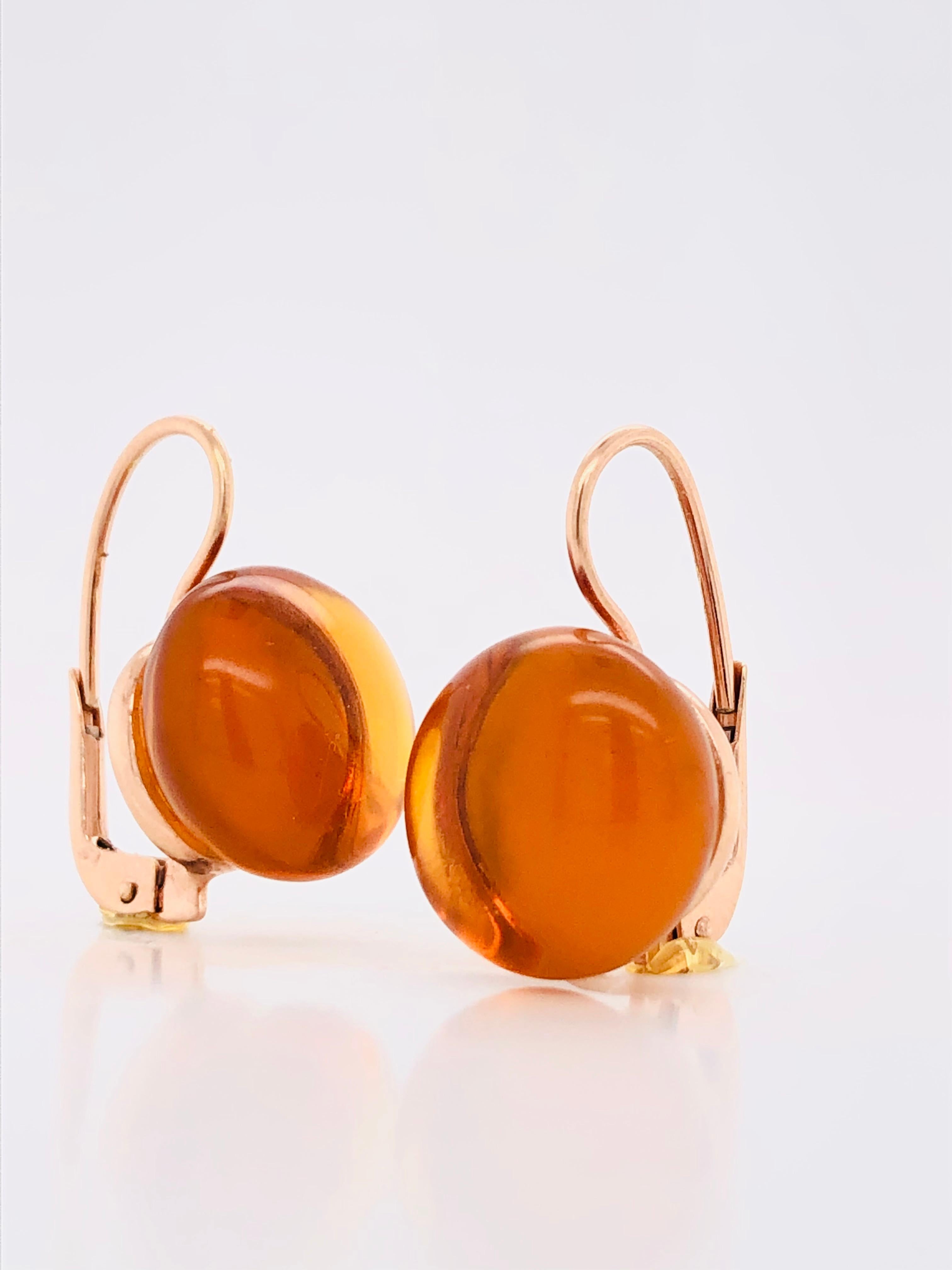 Hydro Citrine Rose Gold 18 Karat Dangle Earrings In New Condition In Vannes, FR