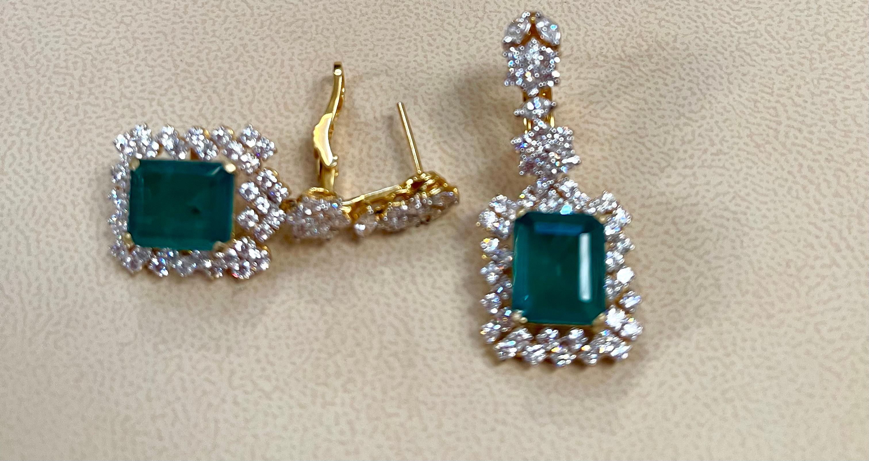 Hydro Smaragdschliff Smaragd, 7 Karat VS Diamant-Ohrringe mit Tropfen 18 Kt Gold im Angebot 11