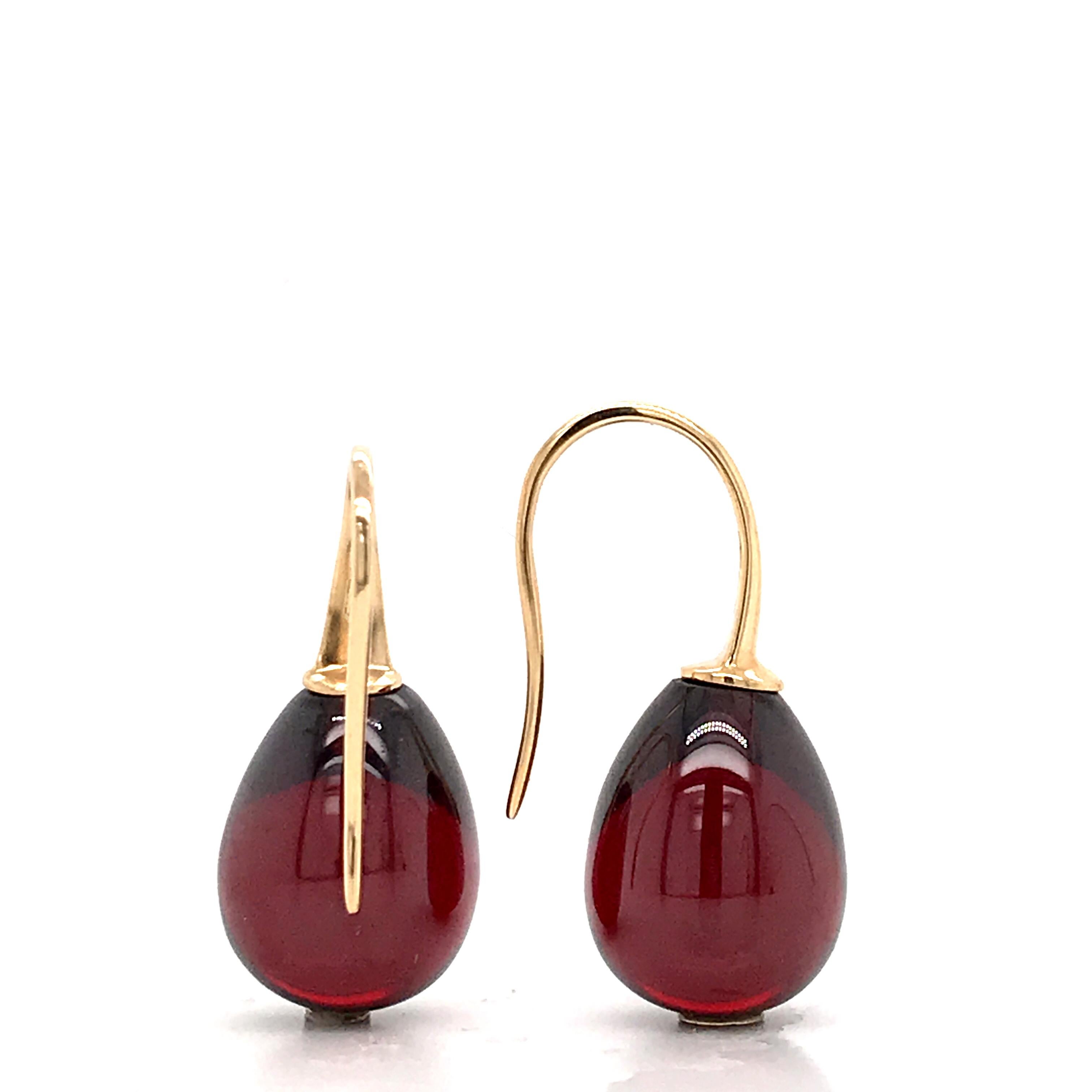 Hydro Garnet and Rose Gold 18 Karat Drop Earrings 4
