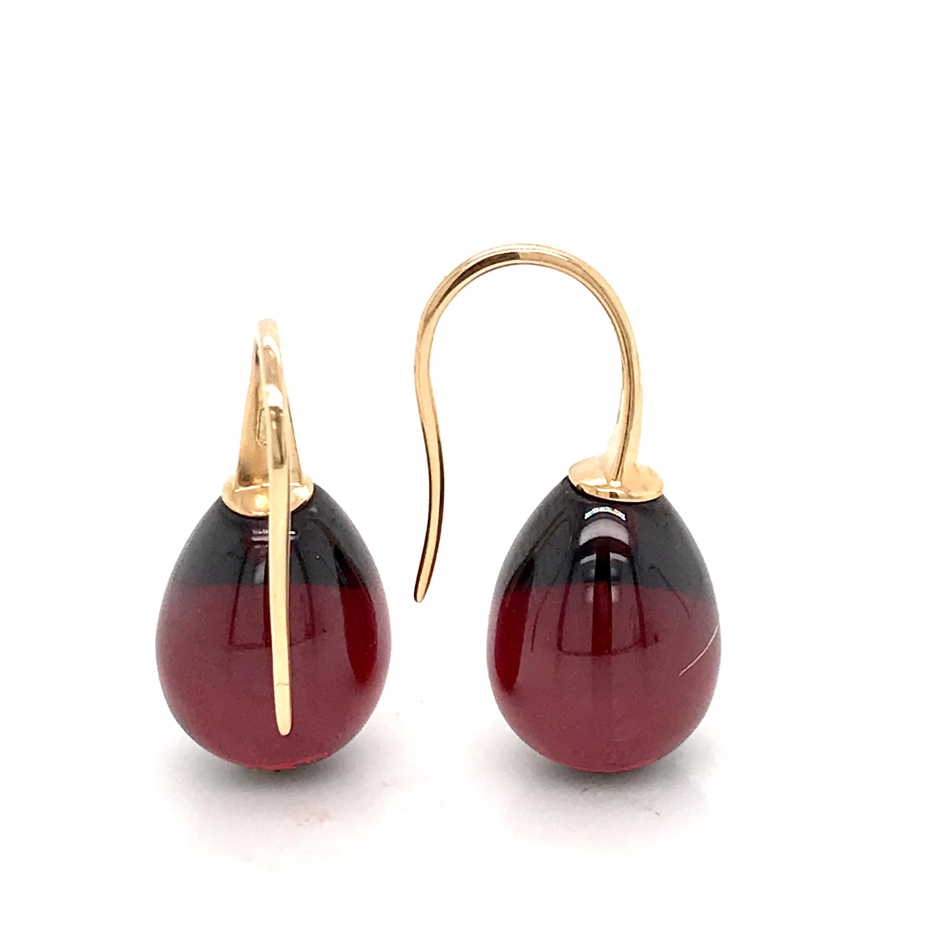 Hydro Garnet and Rose Gold 18 Karat Drop Earrings 5