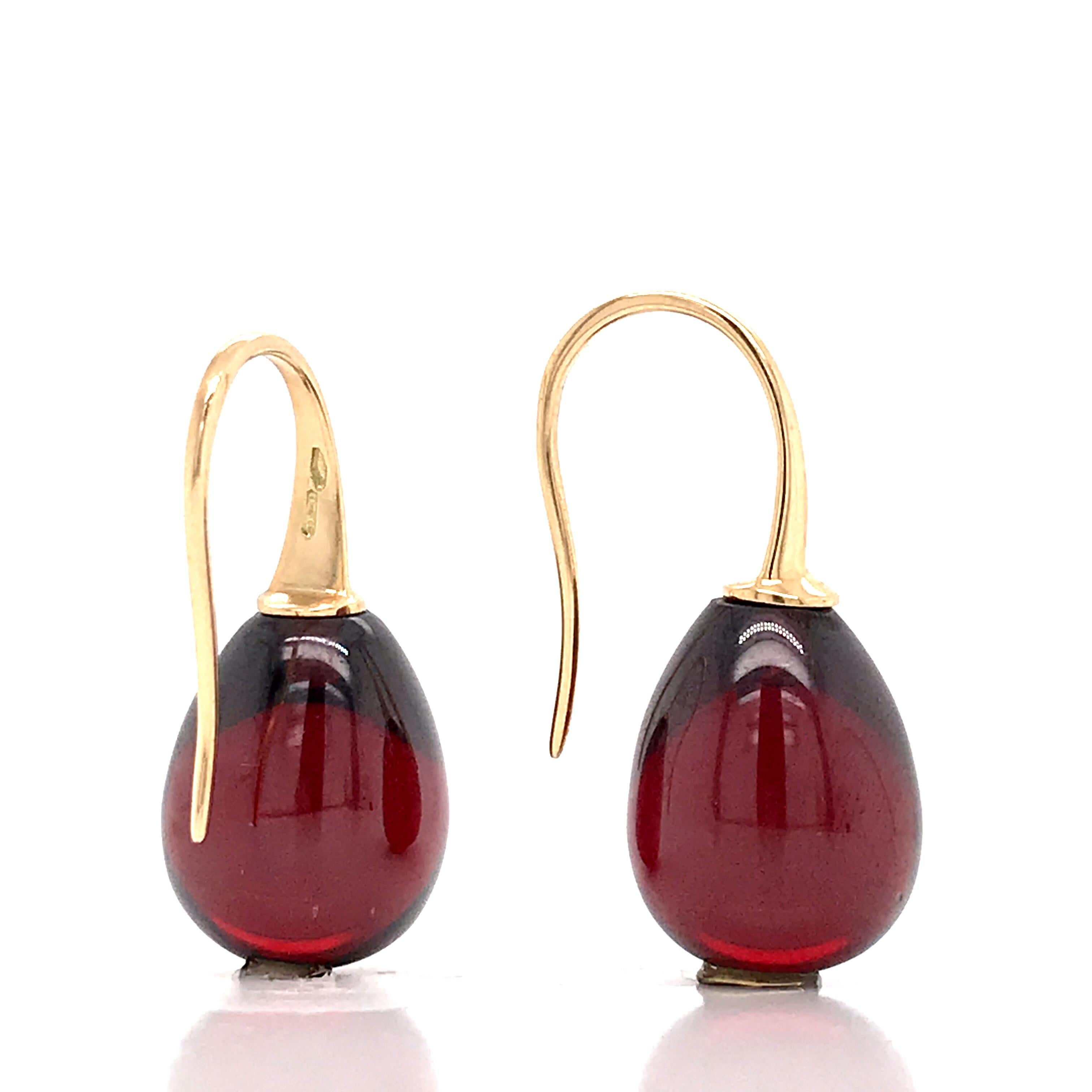 Hydro Garnet and Rose Gold 18 Karat Drop Earrings 2