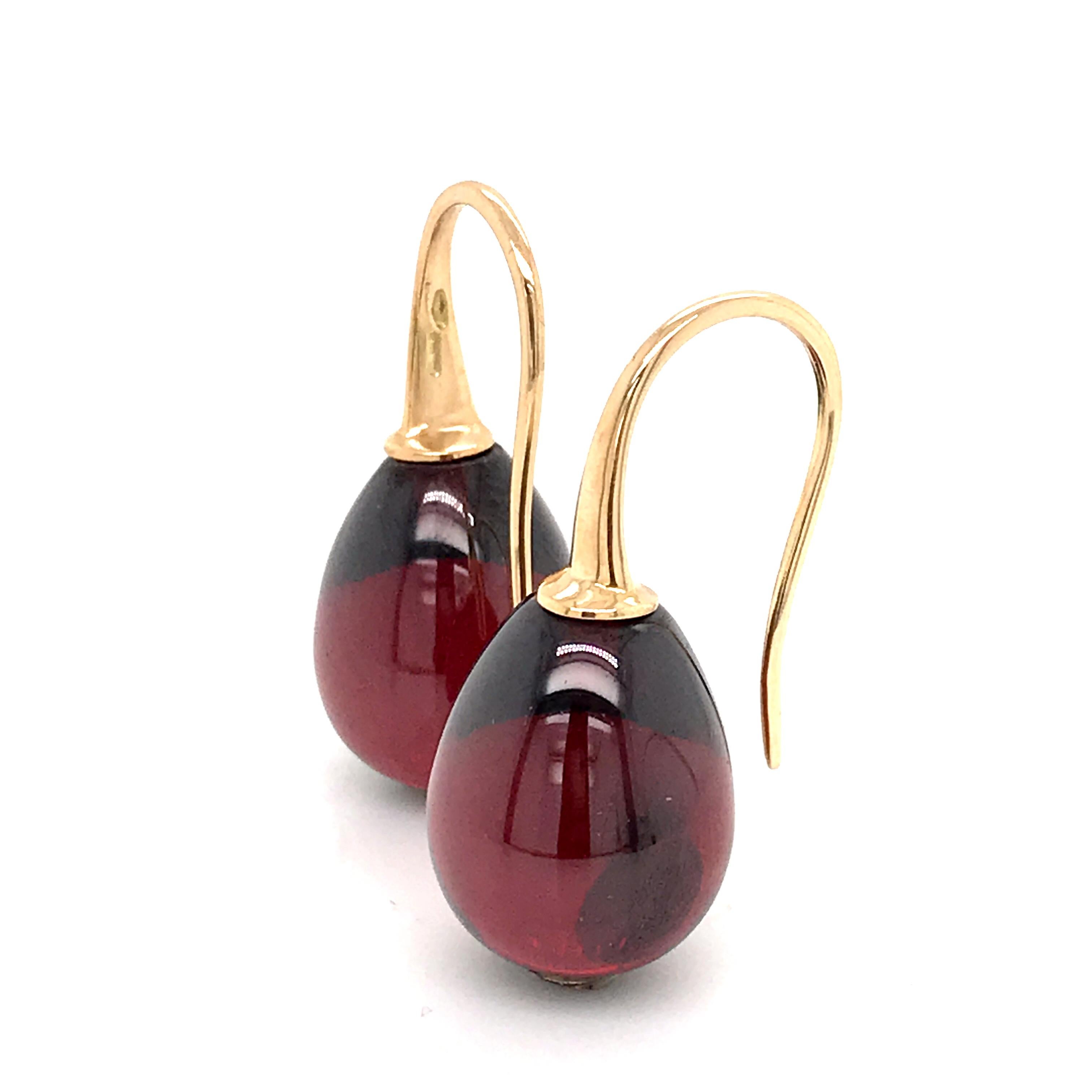 Hydro Garnet and Rose Gold 18 Karat Drop Earrings 7