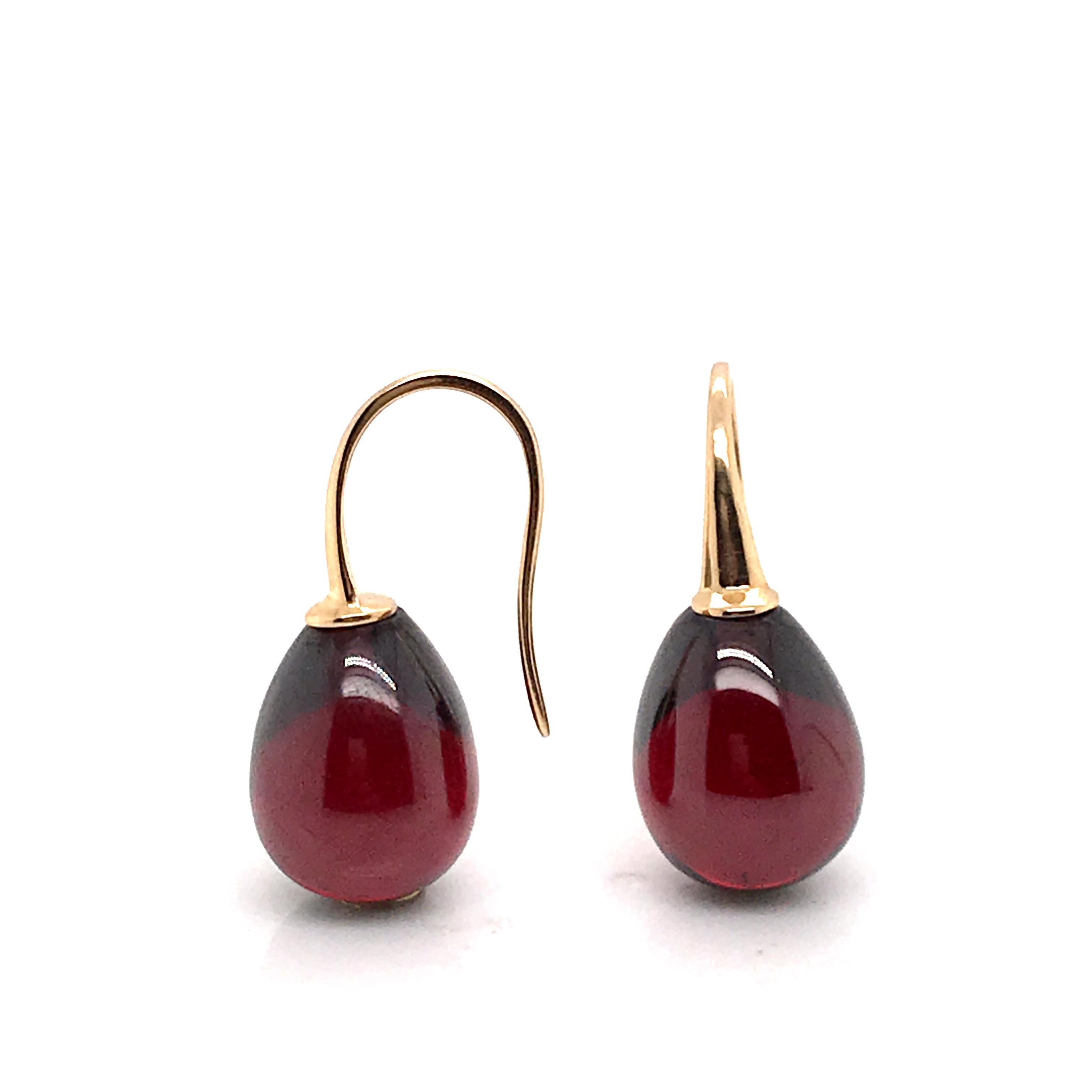 Hydro Garnet and Rose Gold 18 Karat Drop Earrings 4