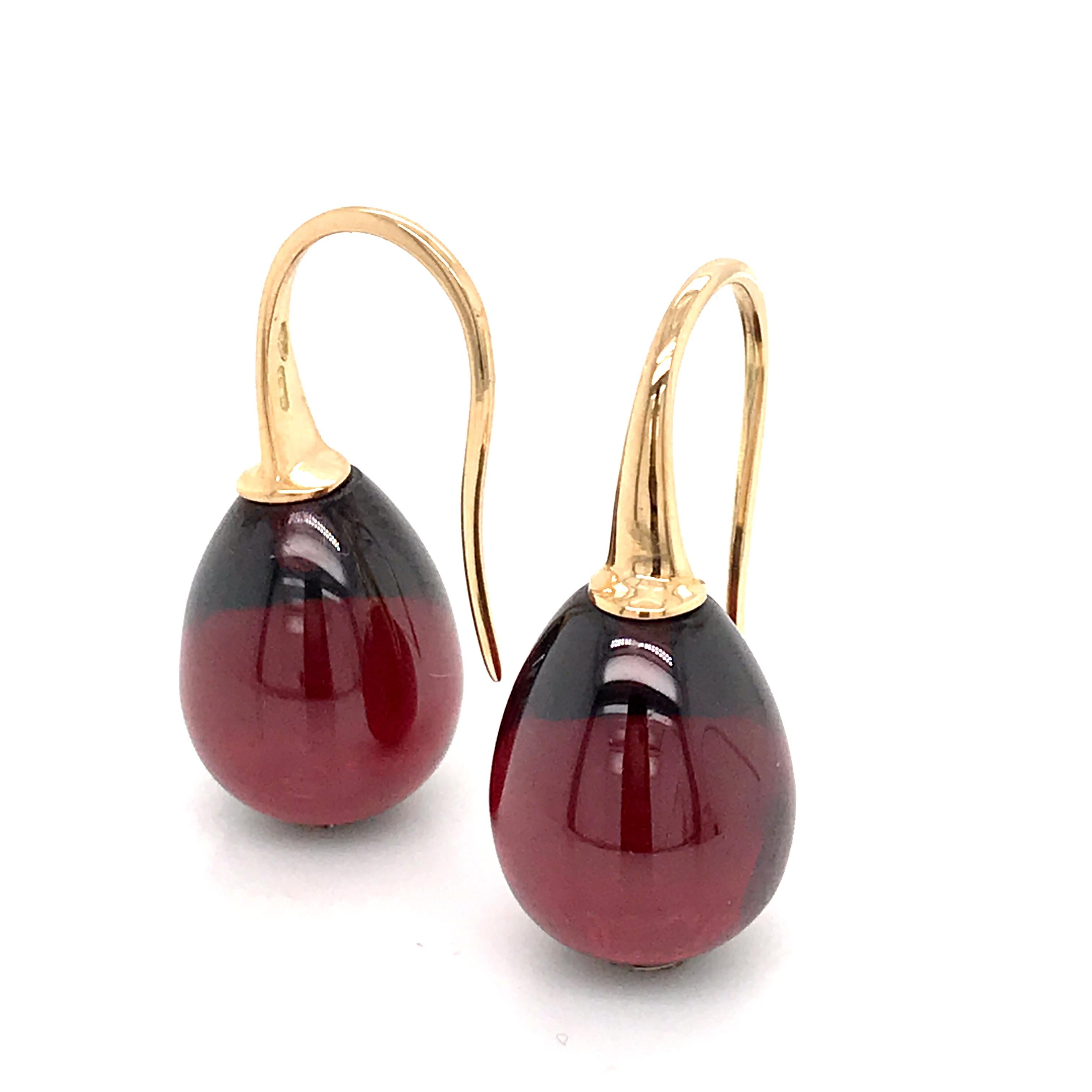 Hydro Garnet and Rose Gold 18 Karat Drop Earrings 9