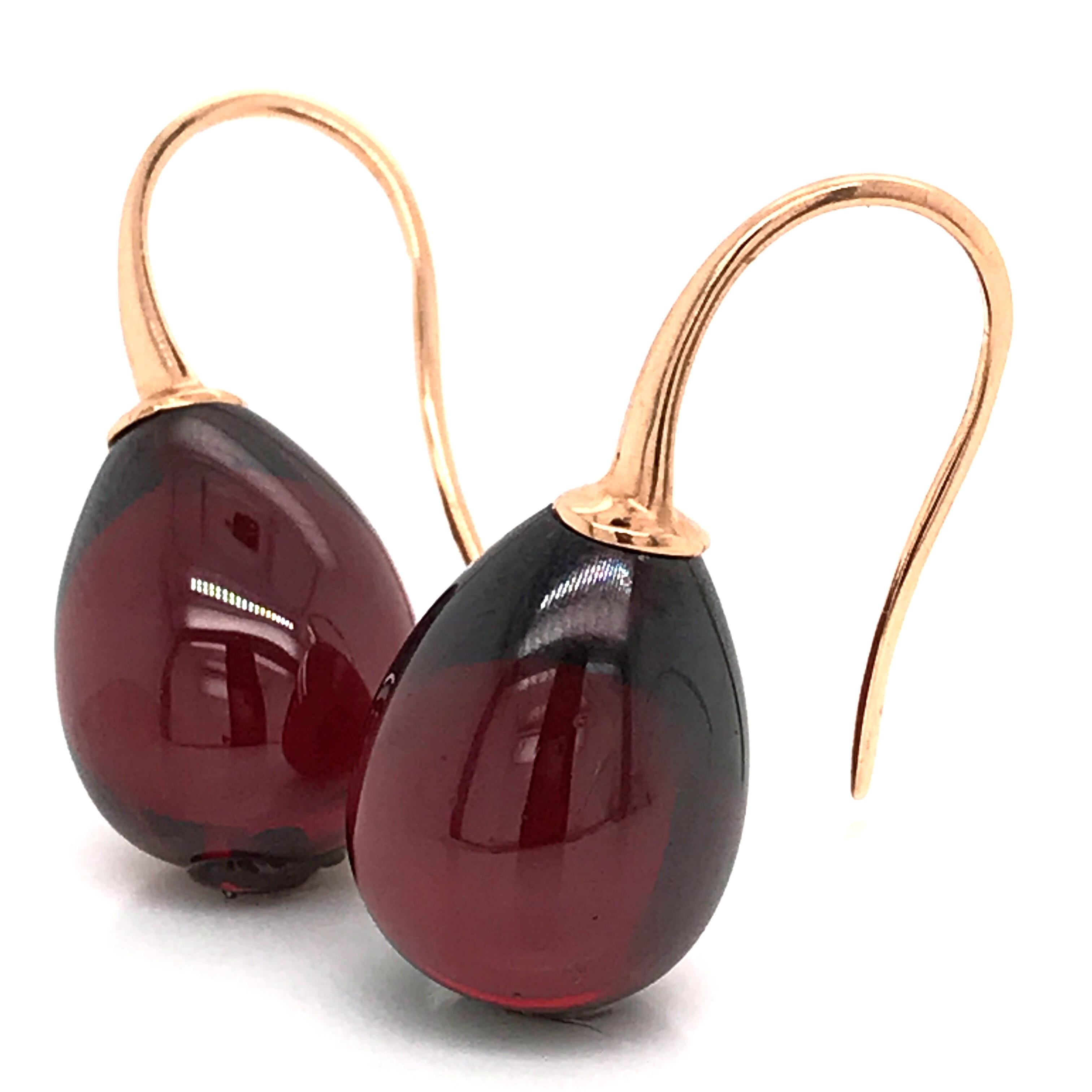 Hydro Garnet and Rose Gold 18 Karat Drop Earrings In New Condition In Vannes, FR