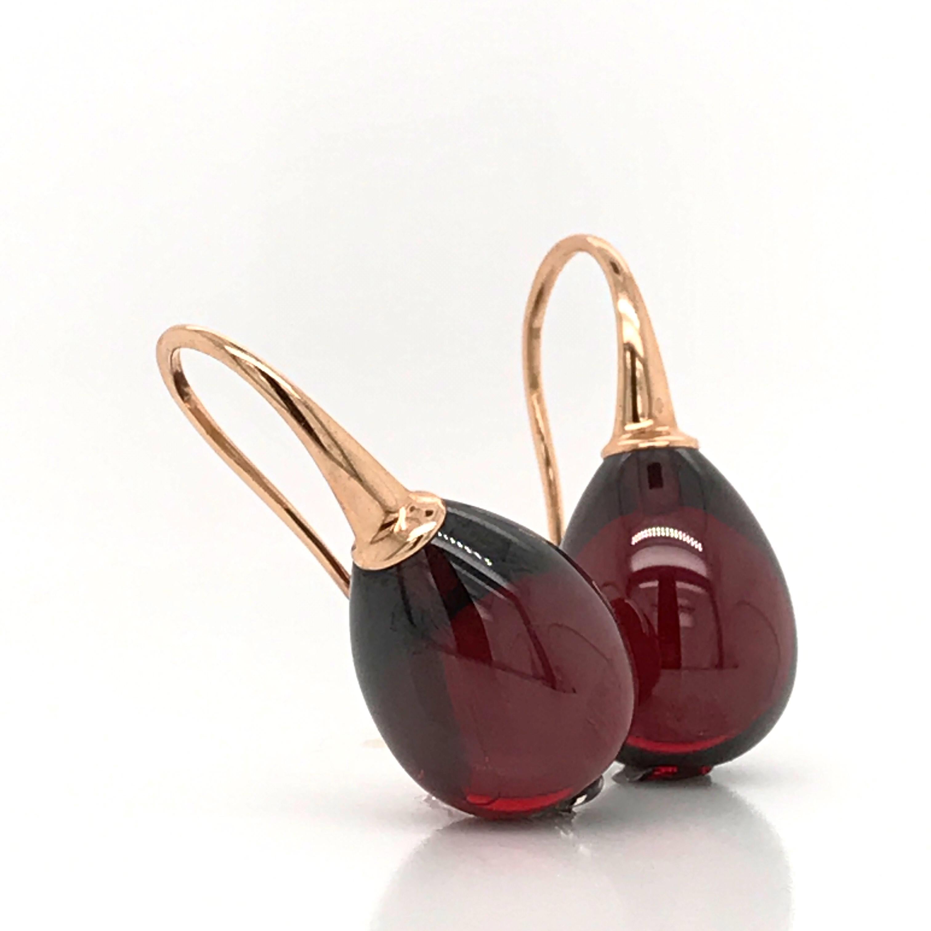 Hydro Garnet and Rose Gold 18 Karat Drop Earrings 1