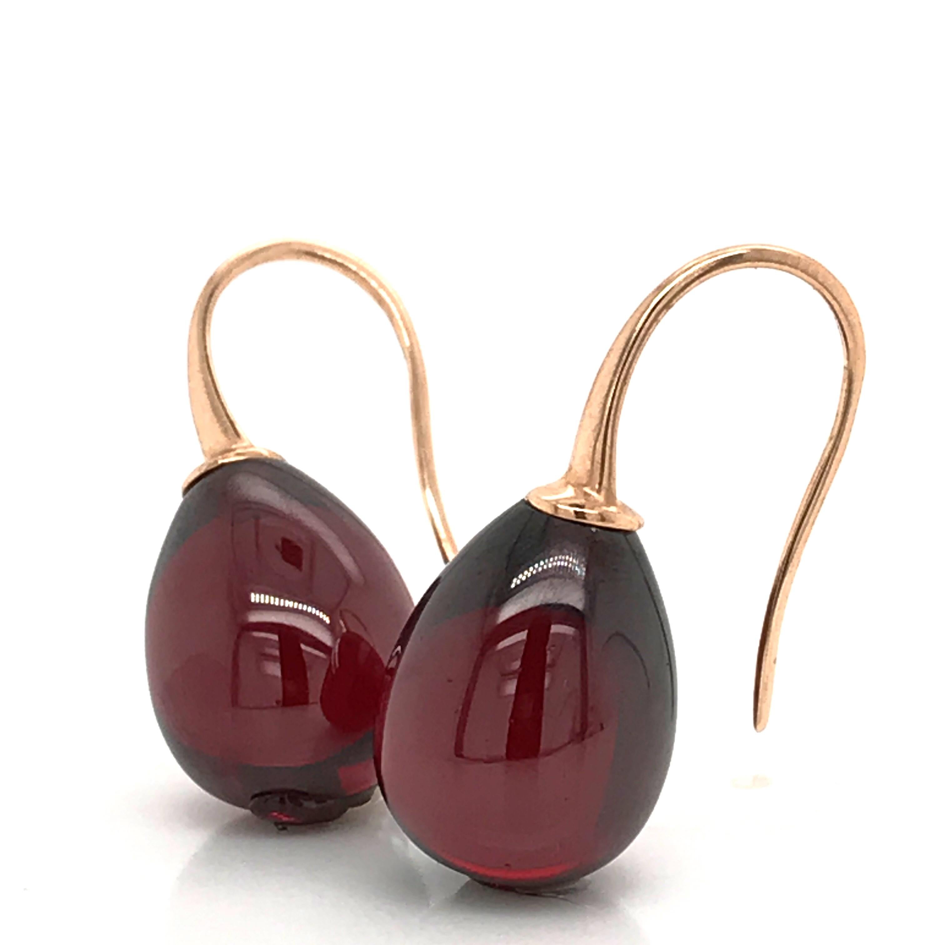 Hydro Garnet and Rose Gold 18 Karat Drop Earrings 2