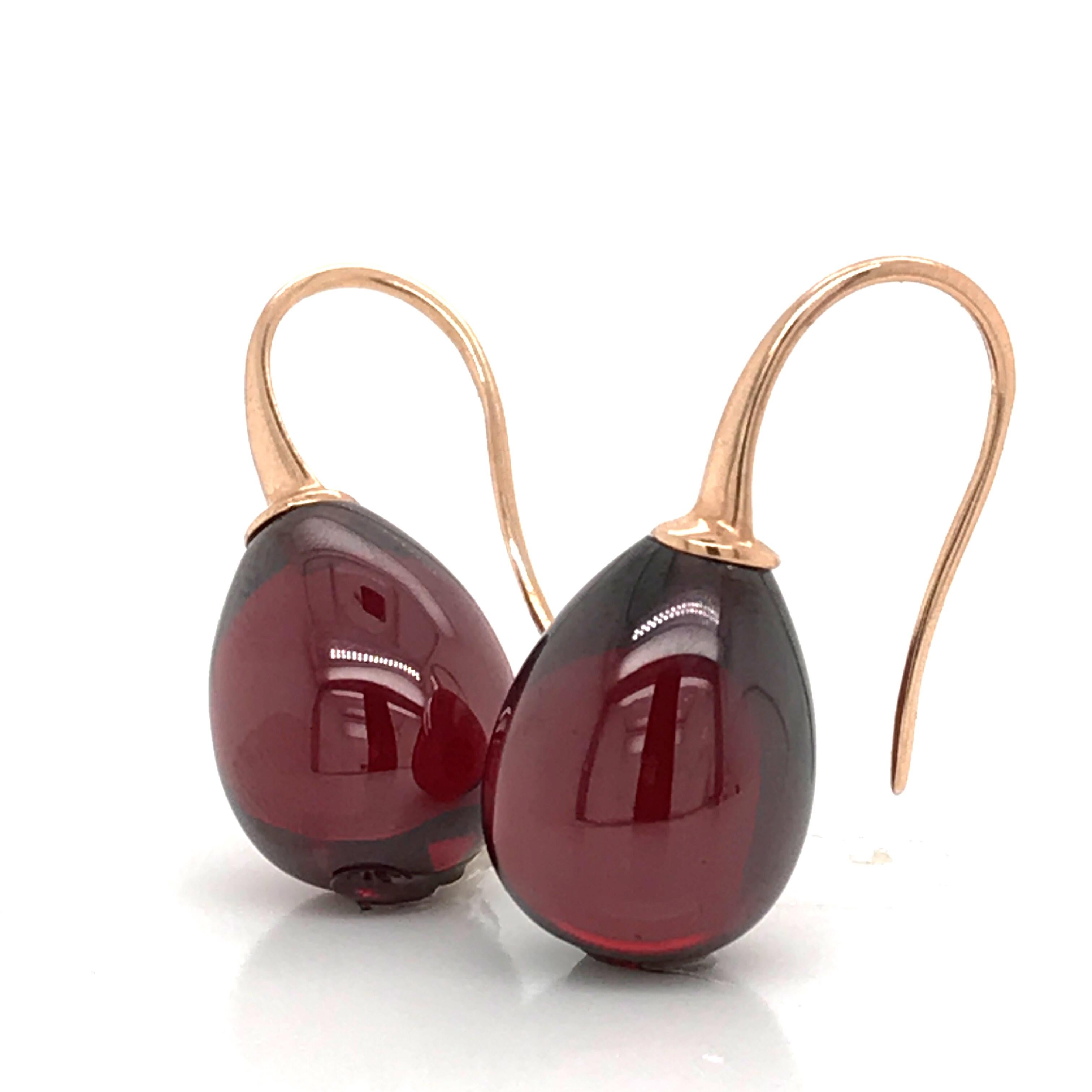 Hydro Garnet and Rose Gold 18 Karat Drop Earrings 3