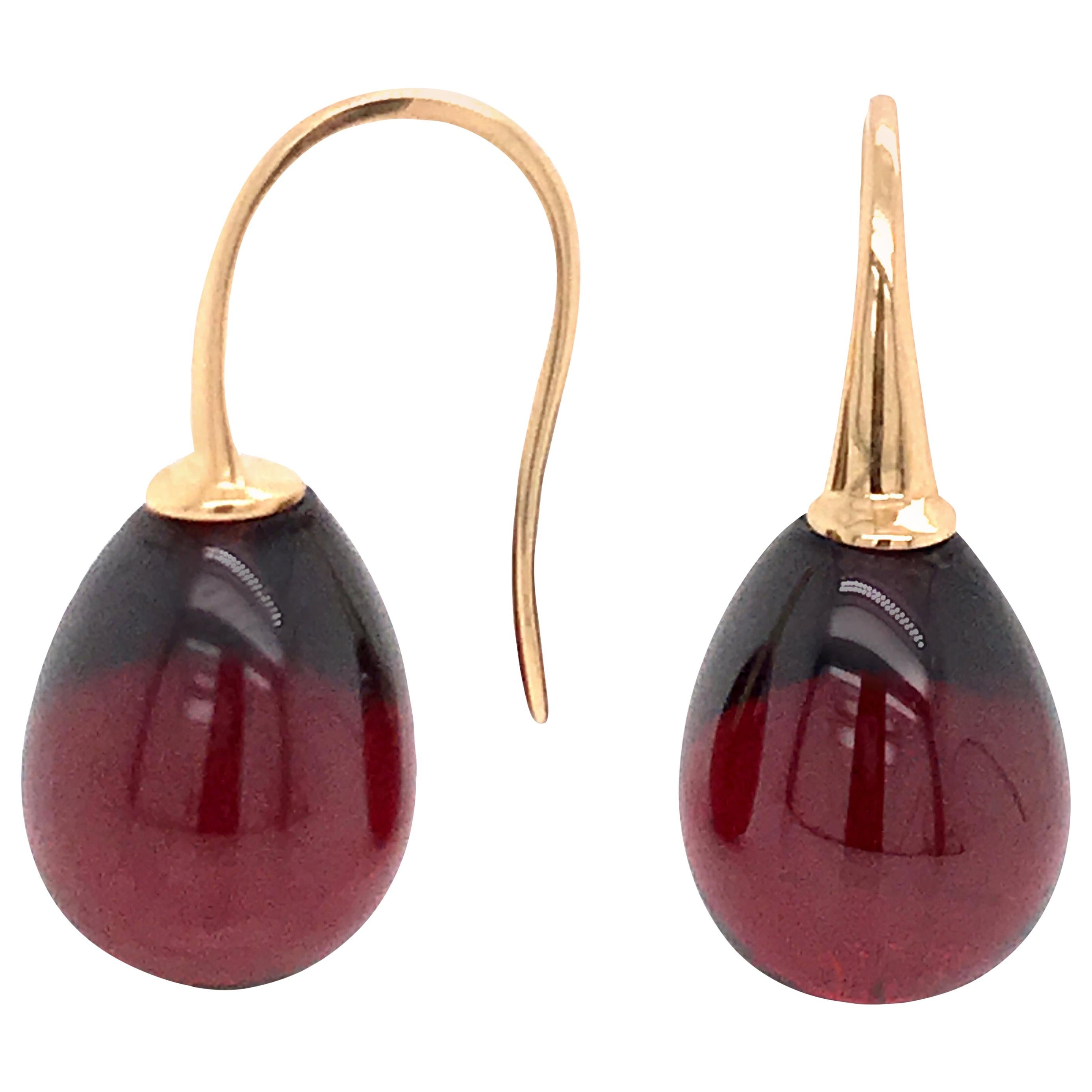 Hydro Garnet and Rose Gold 18 Karat Drop Earrings