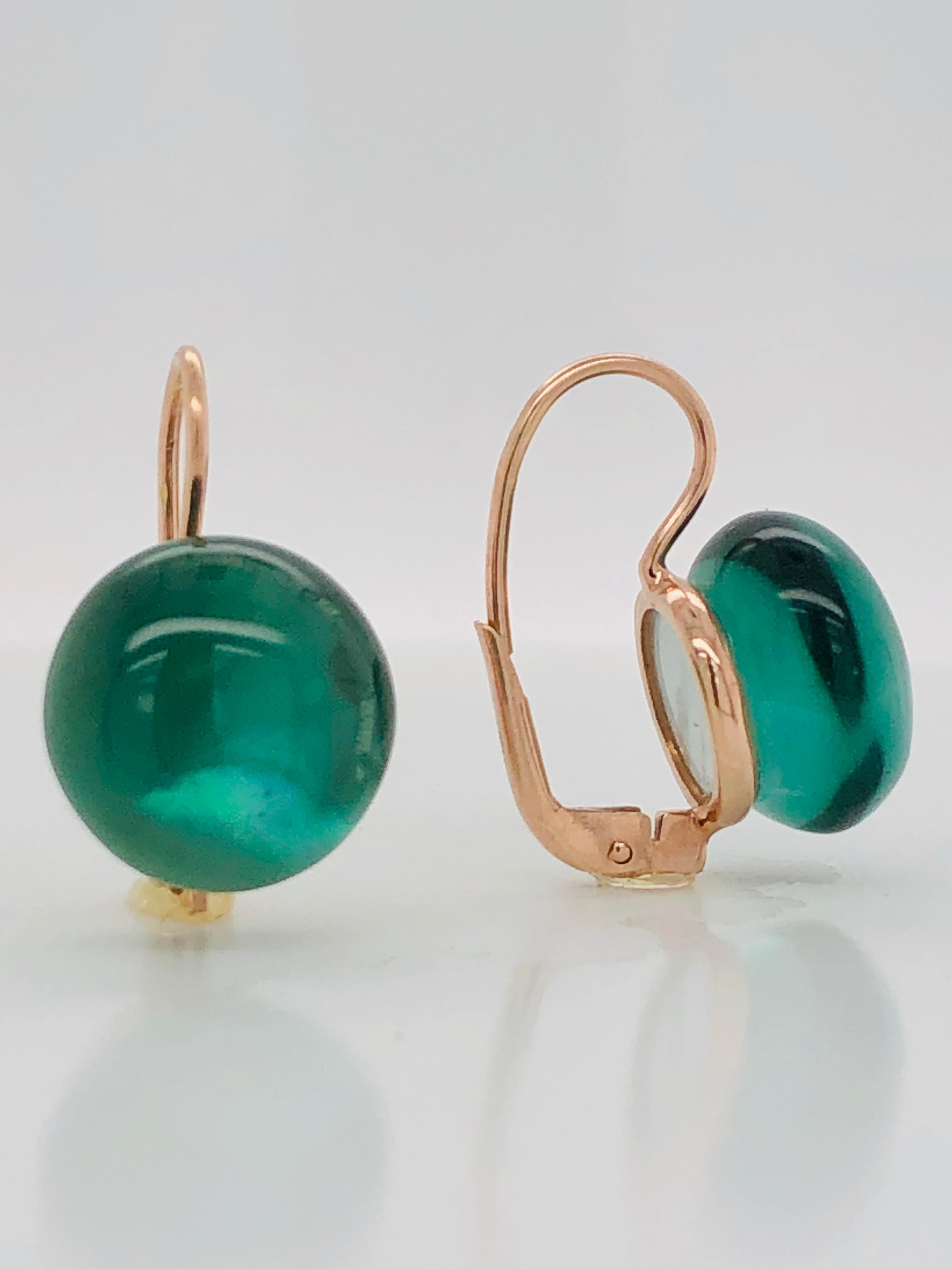 Hydro Green Quartz Rose Gold 18 Karat Dangle Earrings 3