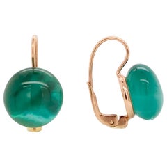Hydro Green Quartz Rose Gold 18 Karat Dangle Earrings