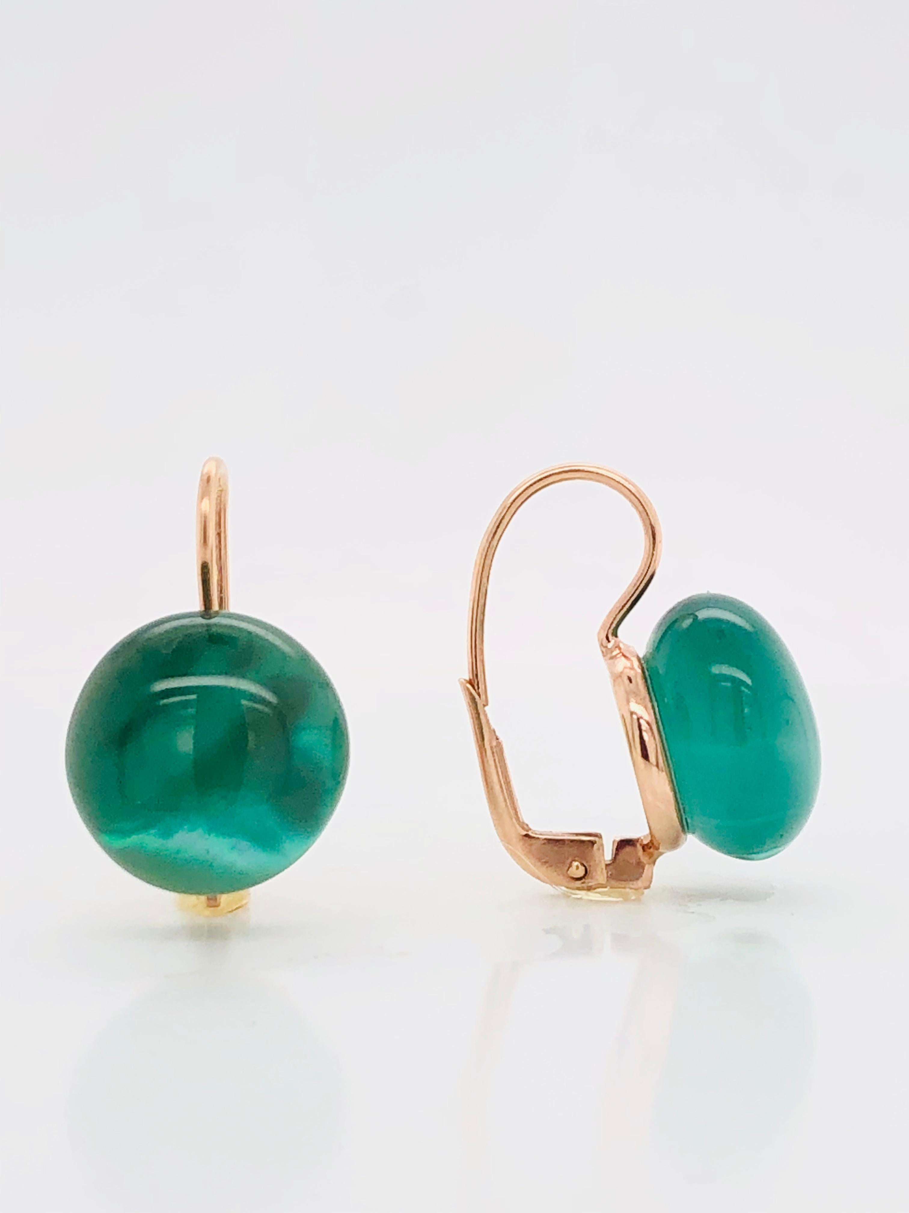 Green Quartz Rose Gold 18 Karat Dangle Earrings 4