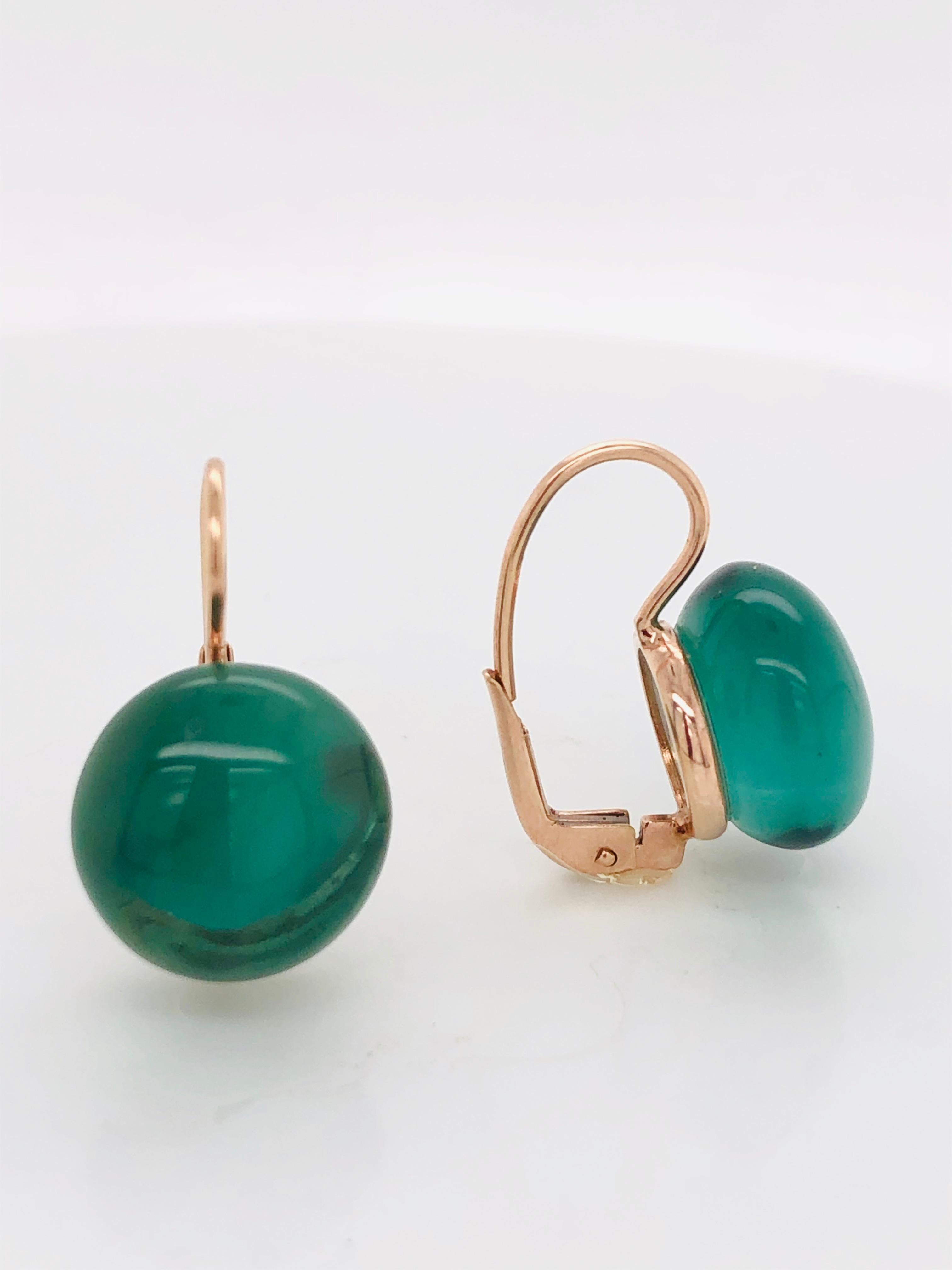 Green Quartz Rose Gold 18 Karat Dangle Earrings 2