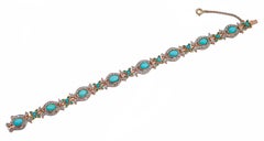 Hydrothermal Spinell, Türkis, Diamanten, Roségold und Silberarmband.