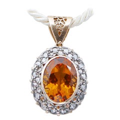 Hydrothermal Topaz, Diamonds, 14 Karat Rose Gold and Silver Pendant Necklace