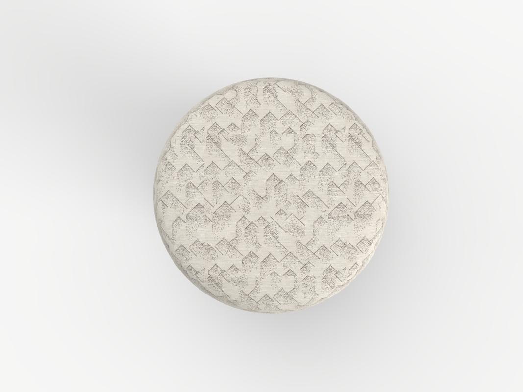 Contemporary Hygge Puff Designed by Saccal Design House Brink Graphite Ivory Travertine For Sale