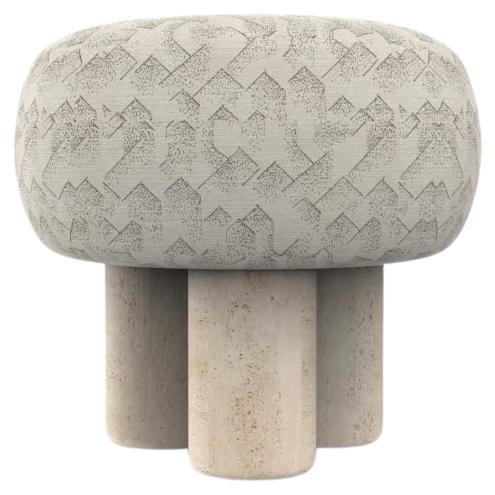 Hygge-Puff entworfen von Saccal Design House Brink Graphit Elfenbein Travertin