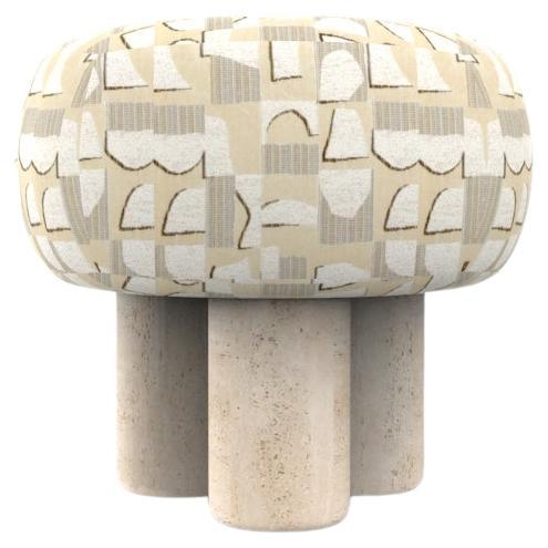 Hygge Puff Designed by Saccal Design House Casamance Hymne Beige Travertine For Sale