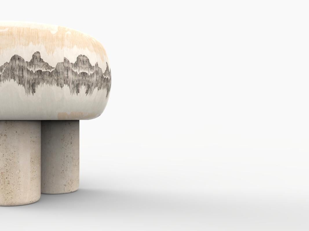 Hygge Puff Designed by Saccal Design House in Outdoor Kelly Wearstler - Cascadia Fabric Basalt and Travertine

The Hygge Collection is inspired by contemporary architecture in Portugal, it speaks of its Romanesque past by honouring the antique