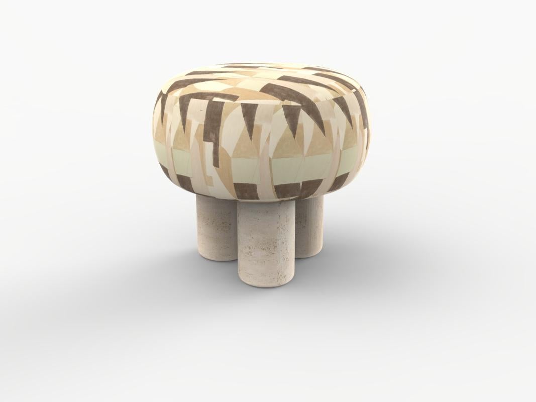 Hygge Puff Designed by Saccal Design House District Silt Travertine In New Condition For Sale In Castelo da Maia, PT