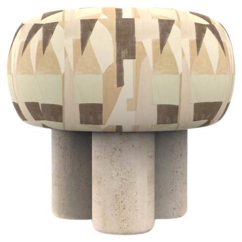 Hygge Puff Designed by Saccal Design House District Silt Travertine For Sale
