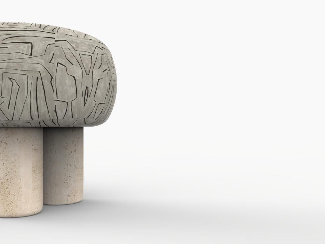 Hygge Puff Designed by Saccal Design House in Outdoor Fabric Kelly Wearstler - Graffito Graphite and Travertine

The Hygge Collection is inspired by contemporary architecture in Portugal, it speaks of its Romanesque past by honouring the antique