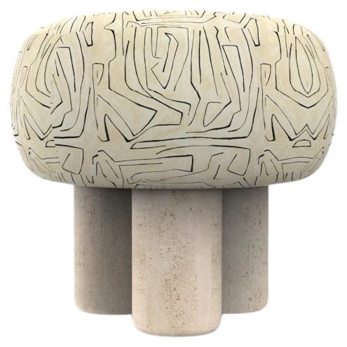 Hygge Puff Designed by Saccal Design House Graffito Linen Onyx Travertine