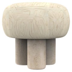 Hygge Puff Designed by Saccal Design House Graffito Parchment Travertine