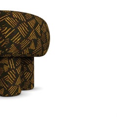 Hygge Puff Designed by Saccal Design House Upholstered in Charcoal Kuba Fabric