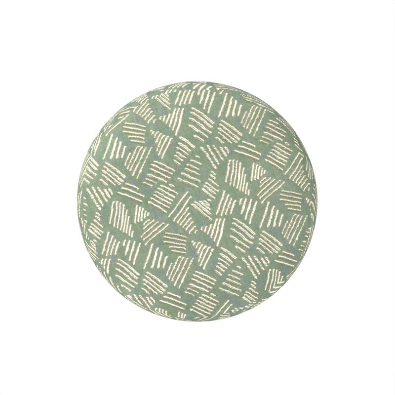 Contemporary Hygge Puff Designed by Saccal Design House Upholstered in Sea Glass Kuba Fabric For Sale
