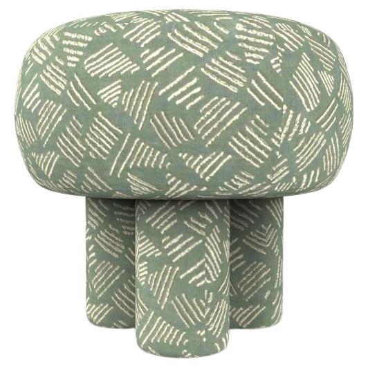 Hygge Puff Designed by Saccal Design House Upholstered in Sea Glass Kuba Fabric For Sale