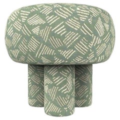 Hygge Puff Designed by Saccal Design House Upholstered in Sea Glass Kuba Fabric