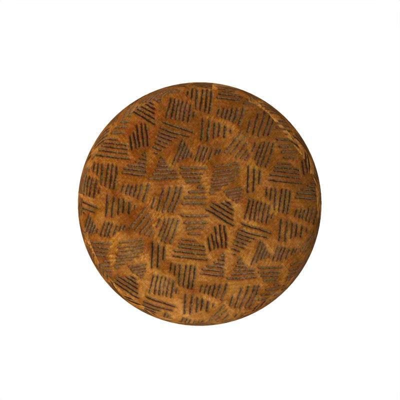 XXI secolo e contemporaneo Hygge Puff Designed by Saccal Design House in Tobacco Kuba Fabric e Travertino in vendita