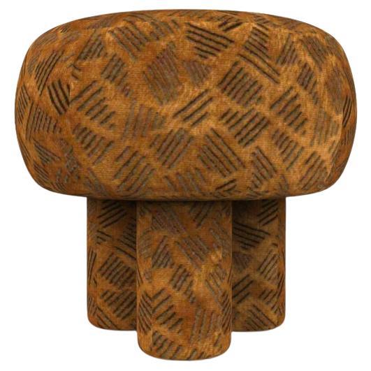 Hygge Puff Designed by Saccal Design House Upholstered in Tobacco Kuba Fabric For Sale