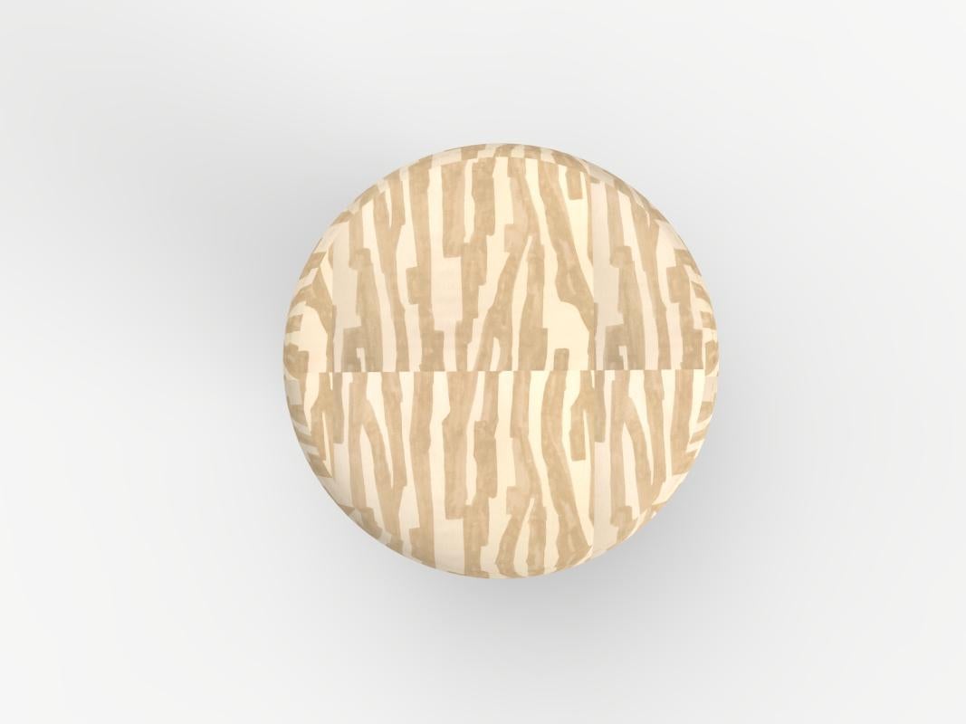 Contemporary Hygge Puff Designed by Saccal Design House Intargia Buff Travertine For Sale